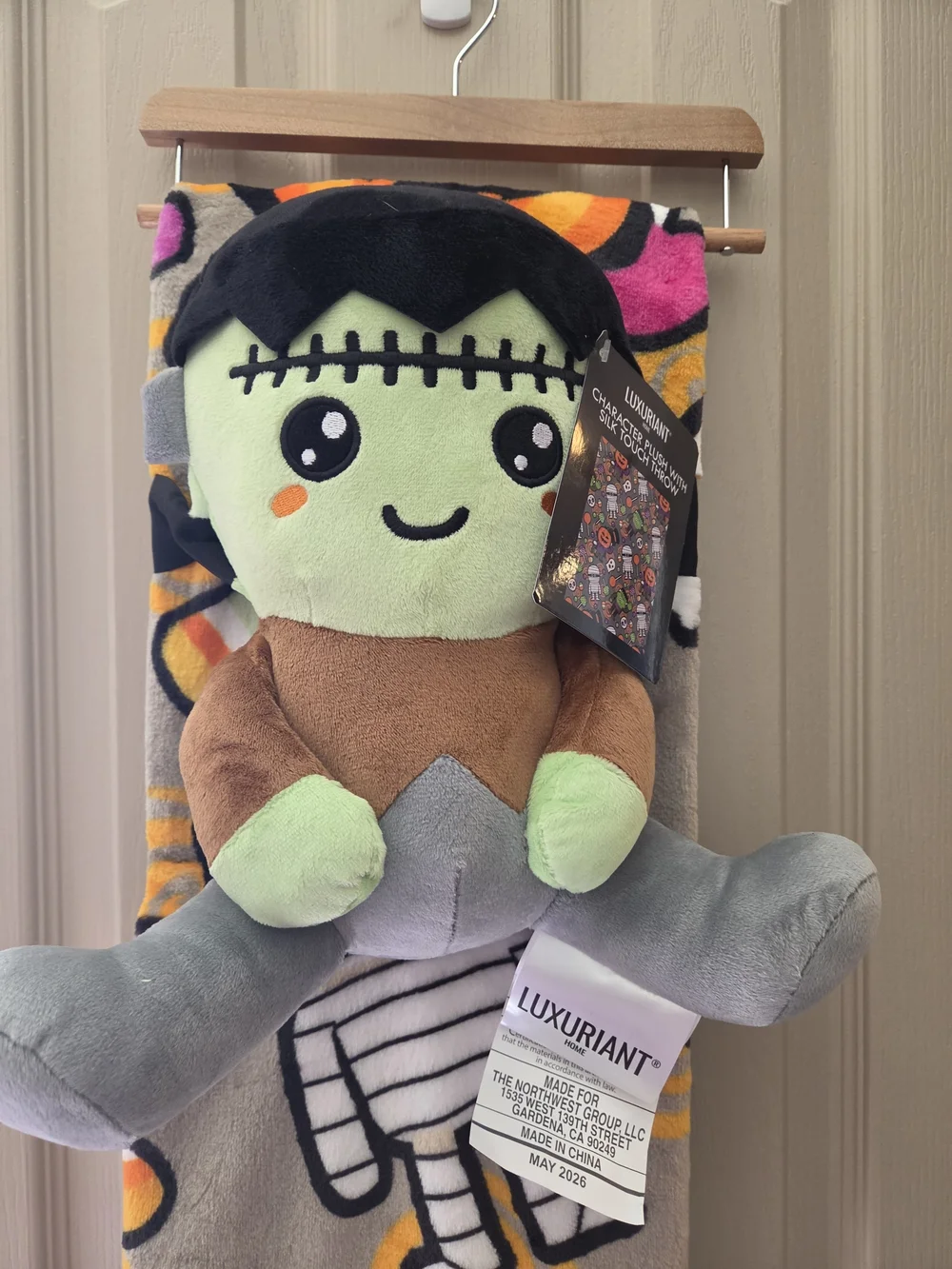 Green Frankenstein Plush With Silk Touch Throw Blanket